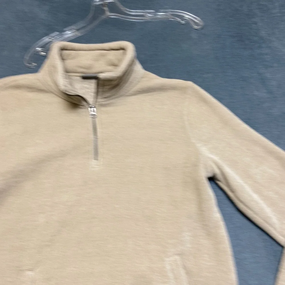 32 Degrees Heat Jacket Mens Medium Beige Sherpa Lined Side Slit Warm Quarter Zip